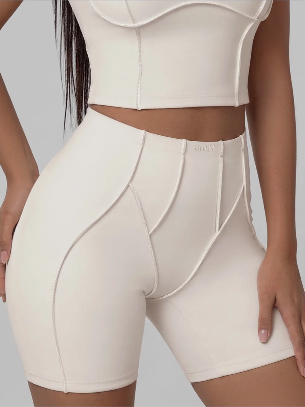 Contour Stitch Shorts - Cream